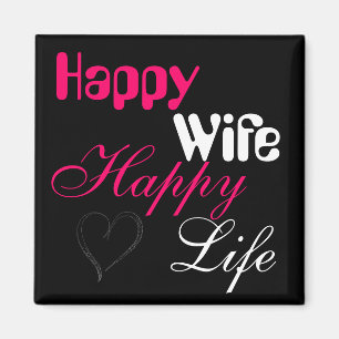 Pink Happy Wife Happy Life Magnet