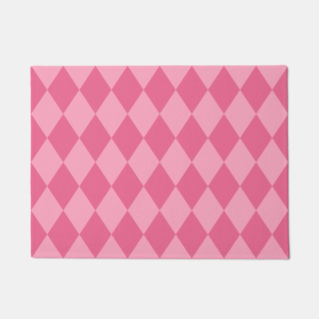 Pink Harlequin Diamond Pattern Doormat (Front)