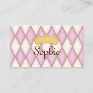 Pink Harlequin Personalised Princess Calling Card