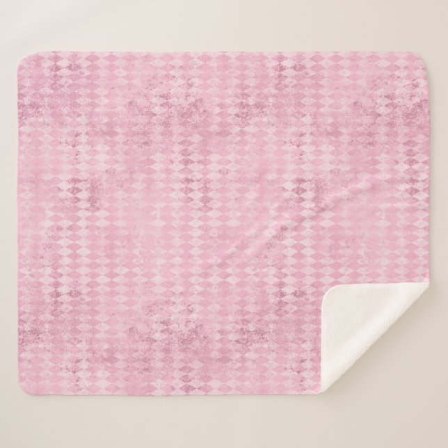 Pink Harlequin Sherpa Blanket (Front (Horizontal))