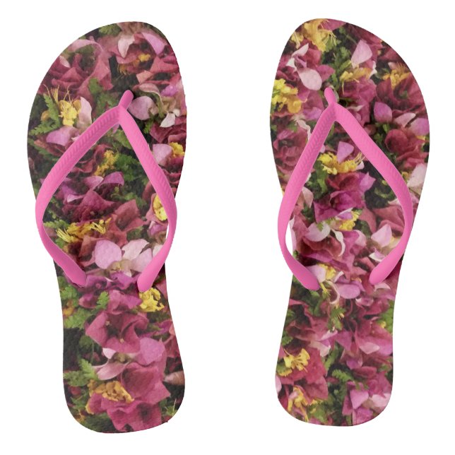Pink Hawaiian Flower Leis Jandals (Footbed)
