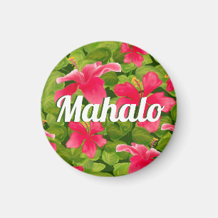 Pink Hawaiian Hibiscus Mahalo Magnet