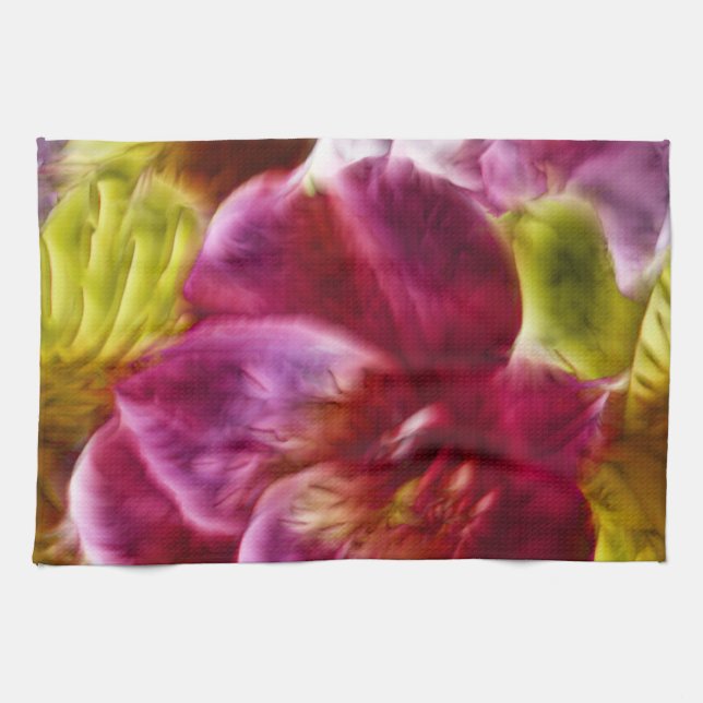 Pink Hawaiian Painted  Hibiscus Tea Towel (Horizontal)