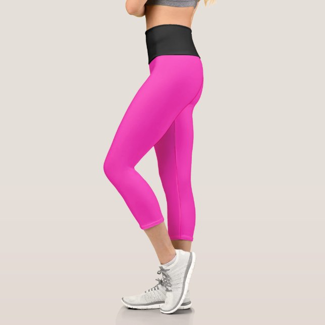 Pink Haze Black High Waisted Yoga Capris (Left)