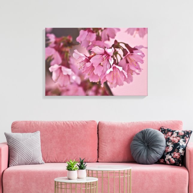 "Pink Haze" Japanese Cherry Blossoms Poster Canvas Print (Insitu(LivingRoom))