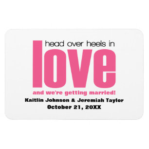 Pink Head Over Heels Save the Date Magnet
