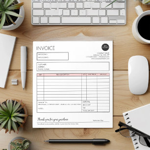 Pink Header Minimalist Cake Sales Invoice Template Notepad
