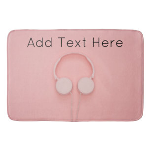 Pink Headphones with Wires Bath Mat