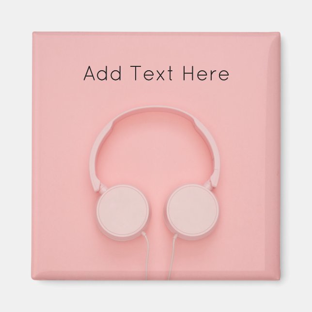 Pink Headphones with Wires Magnet (Front)