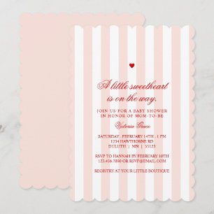 Pink Heart A Little Sweetheart Baby Shower Invitation