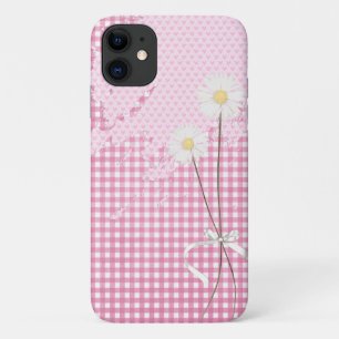 pink heart abstract and daisies Case-Mate iPhone case