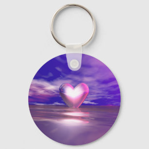 Pink Heart Afloat Key Ring