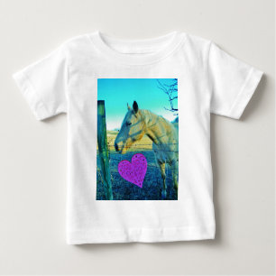 Pink Heart and Yellow Horse Baby T-Shirt