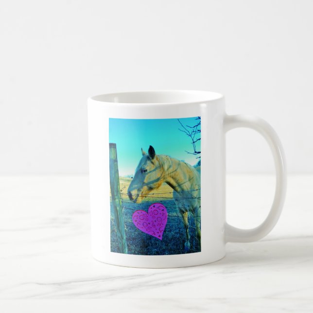 Pink Heart and Yellow Horse Coffee Mug (Right)