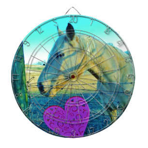 Pink Heart and Yellow Horse Dartboard