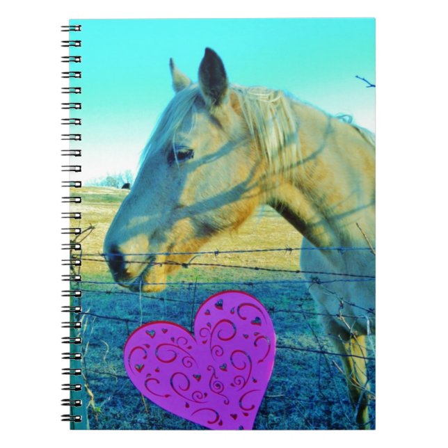 Pink Heart and Yellow Horse Spiral Notebook (Front)