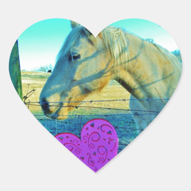 Pink Heart and Yellow Horse Sticker (Front)