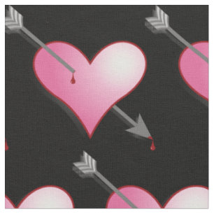 Pink Heart & Arrow Fabric,Black Fabric