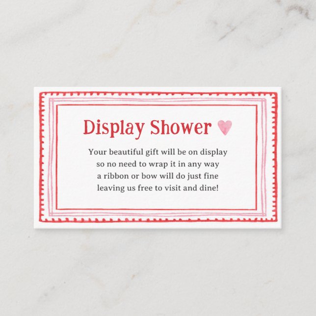 Pink Heart Baby Shower Display Shower Enclosure Card (Front)