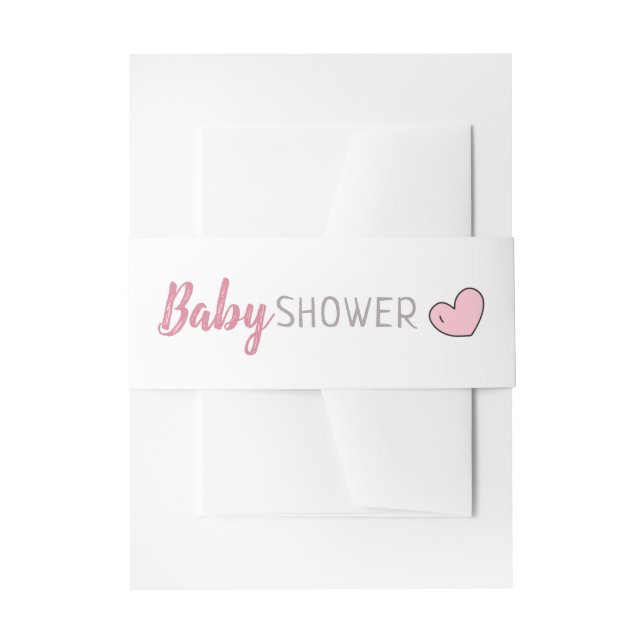 Pink Heart Baby Shower Invitation Belly Band (Front Example)