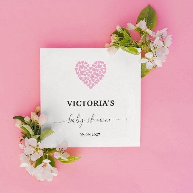 Pink Heart Baby Shower Party  Napkin (Creator Uploaded)