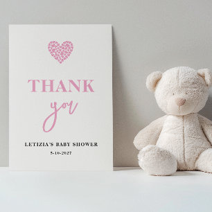 Pink Heart Baby Shower Thank You Card