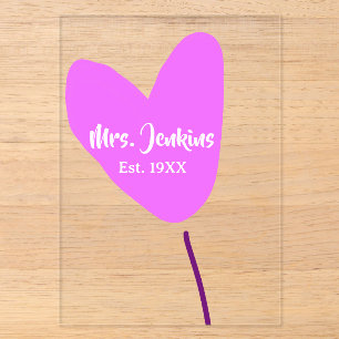 Pink heart balloon Mrs add name est. Add year love Acrylic Invitations