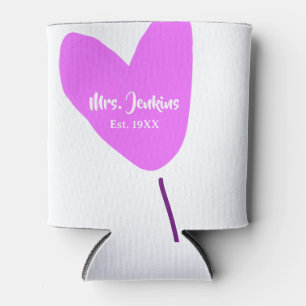 Pink heart balloon Mrs add name est. Add year love Can Cooler