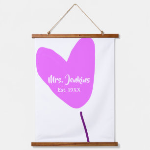Pink heart balloon Mrs add name est. Add year love Hanging Tapestry