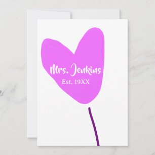 Pink heart balloon Mrs add name est. Add year love Invitation