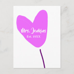 Pink heart balloon Mrs add name est. Add year love Postcard