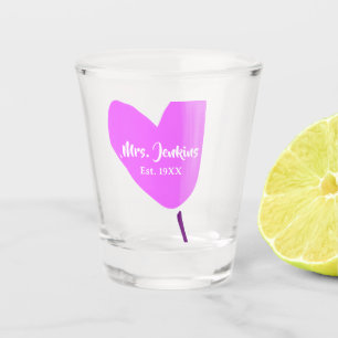 Pink heart balloon Mrs add name est. Add year love Shot Glass