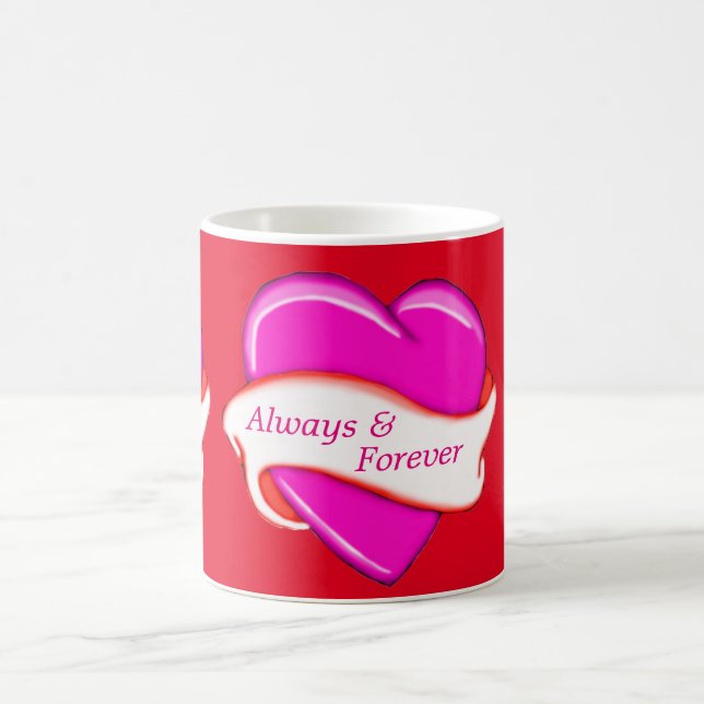 Pink Heart Banner Personalised Mug (Center)
