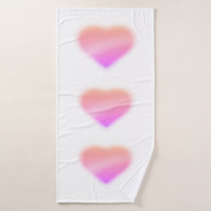pink heart bath towel set