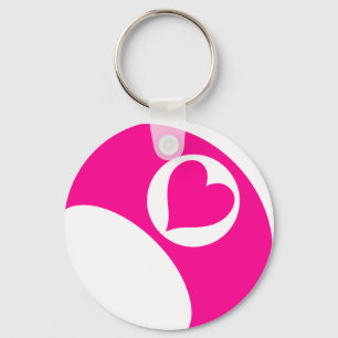 PINK HEART BILLIARDS BALL KEY RING