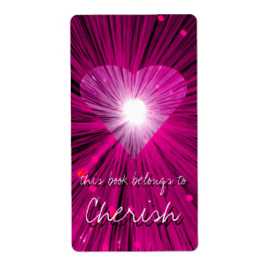 Pink Heart bookplate label