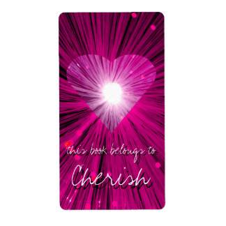 Pink Heart bookplate label