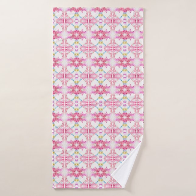 Pink Heart Border, Custom Valentine's Day Gift Bath Towel (Bath Towel)
