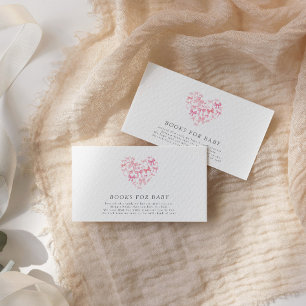 Pink Heart Bow Custom Baby Shower books for baby Enclosure Card