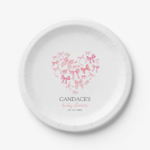 Pink Heart Bow Custom Baby Shower celebration Paper Plate