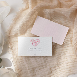 Pink Heart Bow Custom Baby Shower Diaper Raffle Enclosure Card