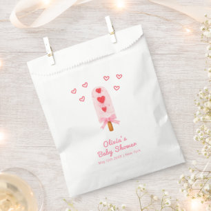 Pink Heart Bow Ice Cream Ready To Pop Baby Shower Favour Bags