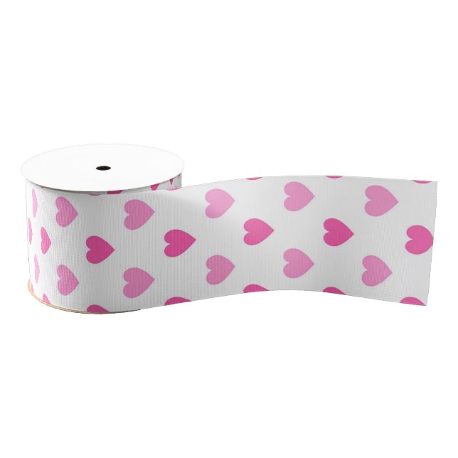Pink Heart Breast Cancer Awareness Pattern Grosgrain Ribbon (Spool)