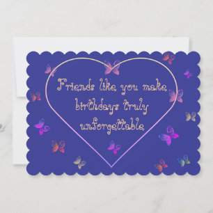Pink Heart Butterflies Birthday thank you card