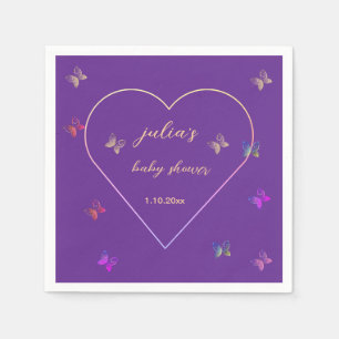 Pink Heart Butterfly girl baby shower  Napkin