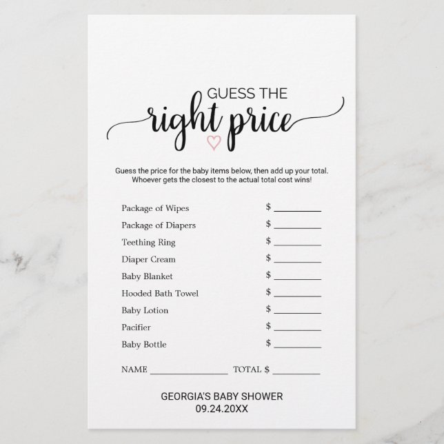 Pink Heart | Calligraphy What's In Your Phone Game (Front)