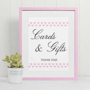 Pink Heart Cards and Gifts Baby Shower Poster