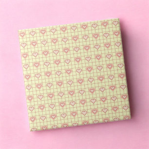 Pink Heart Chequered Pattern Valentine's Day Tile
