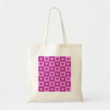 Pink heart chequered tote bag.