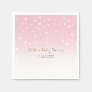 Pink Heart Confetti Baby Shower Napkin